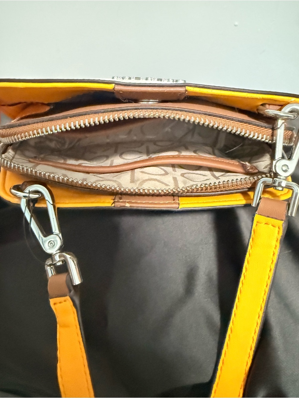 Calvin Klein Cream Crossbody with Pink & Yellow CK Logo Accents - Picture 3 of 4